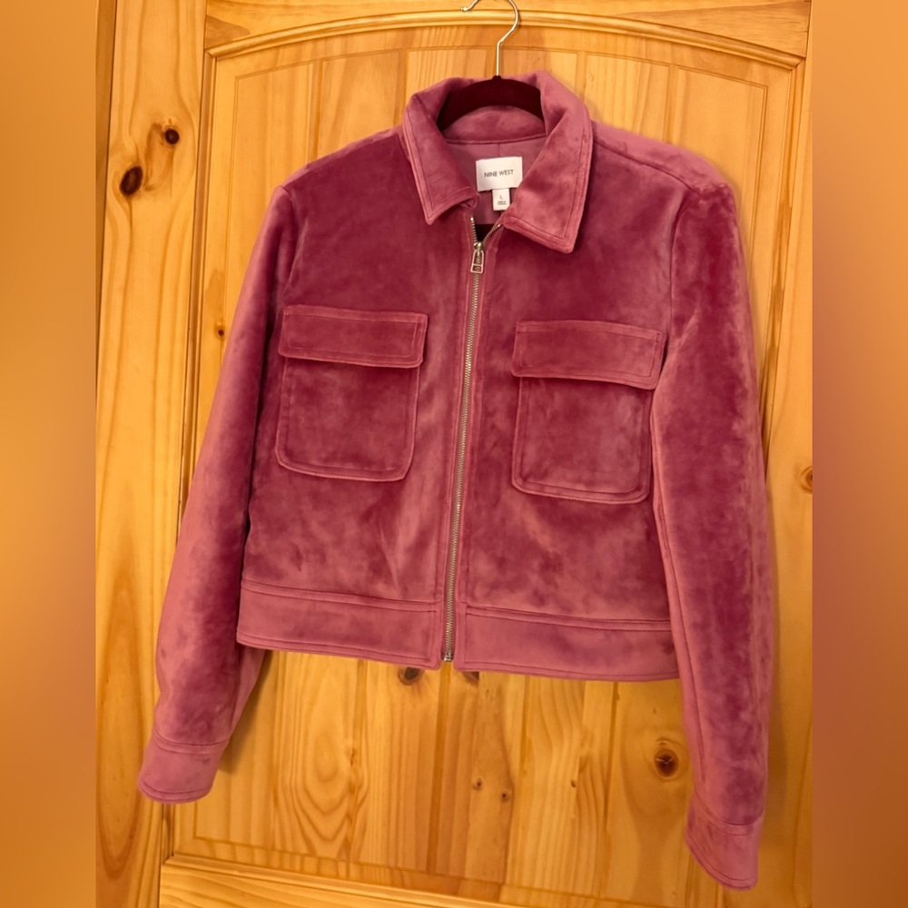 Nine West Pink Teddy Jacket Suede Cropped Style